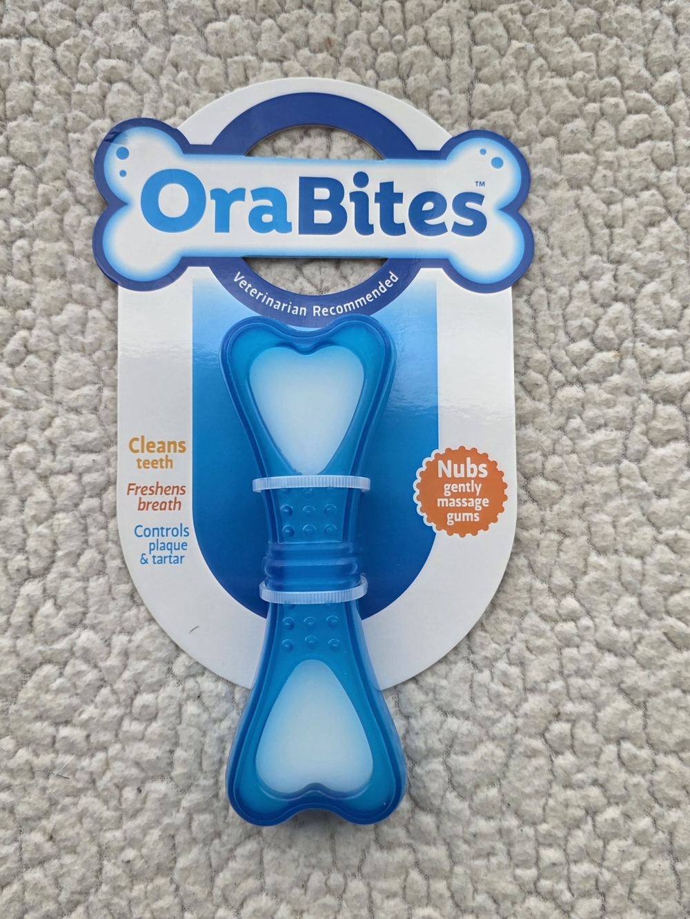 OraBites Dog Dental Chew Toy with Gum-Massaging Nubs- NWT